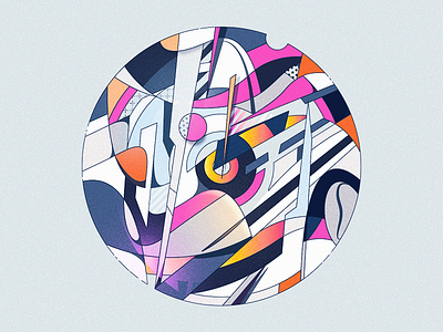 Abstract Circle abstract bright circle digital geometric linework pattern