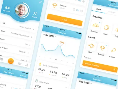 Health App Concept app chart diet food health ios iphone profile statistic tracker