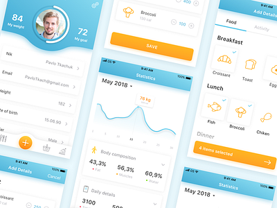 Health App Concept app chart diet food health ios iphone profile statistic tracker