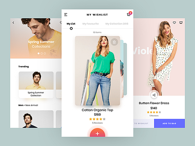 cart kit app cart clean e commerce ios ui visual design wishlist