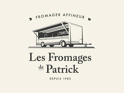 Les Fromages de Patrick branding car cheese design illustration logo market remorque trailer typography vector