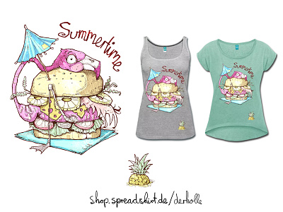 Burger Summertime burger derholle flamingo pink spreadshirt summer summertime tshirt