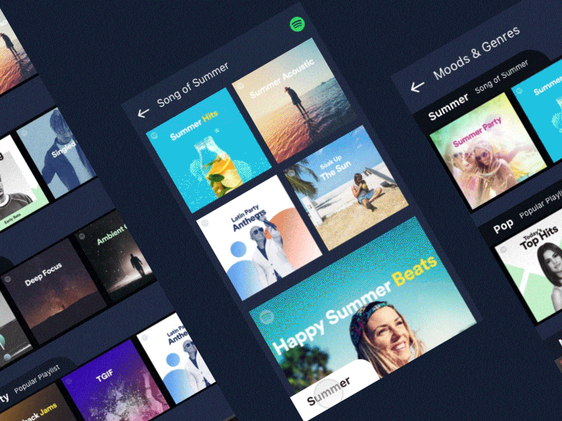 Spotify App Categories Interaction app clean ui dark google interaction design material design mobile music ui ui exploration user interface design ux