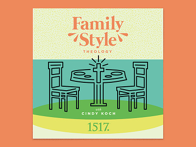 Family Style Theology 1517 album art chair table christian fam family illustration kitchen line art minimal podcast retro texture theology vintage