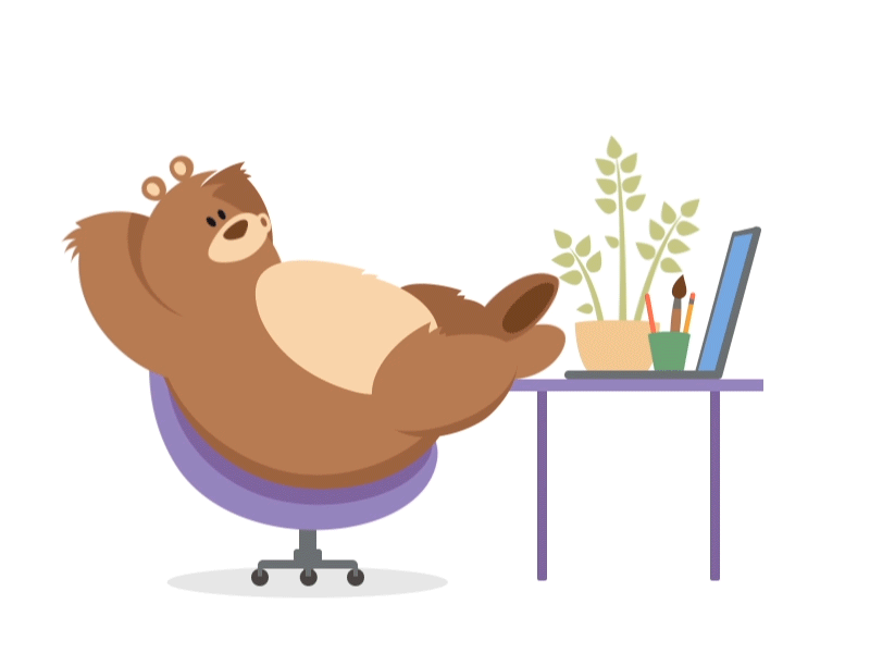 Sitting Bear animal animation artua bear character character design illustration office. website