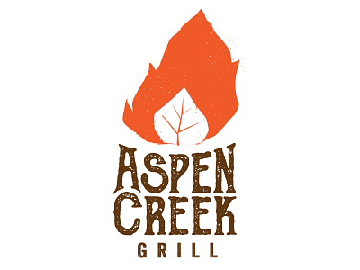 Aspen Creek Grill logo concept aspen colorado fire flame grill leaf logo mountain restaurant