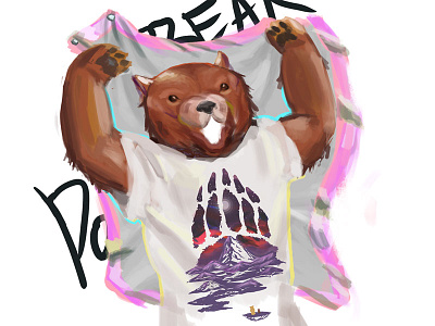Bear Powaa! animal bear fashion illustration painting portrait