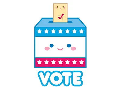 VOTE! ballot box character design cute election day icon illustration jerrod maruyama jmaruyama kawaii vote