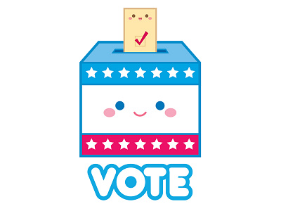 VOTE! ballot box character design cute election day icon illustration jerrod maruyama jmaruyama kawaii vote