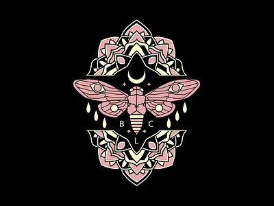 Night Bug bug cicada mandala moon moth mystery night pink shirt design yellow