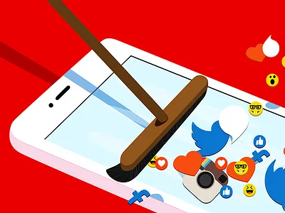 Clean Up Social Media 2d color creative digital doodle editorial fun graphic design illustration illustrator socialmedia vector