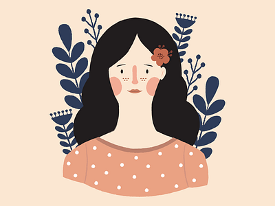 Portrait Woman flowers illustration lady people portrait woman women