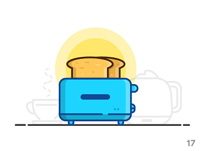 Bread Toaster (illustration series 17) drinks flat food icon illustration outline set table toaster ui vector