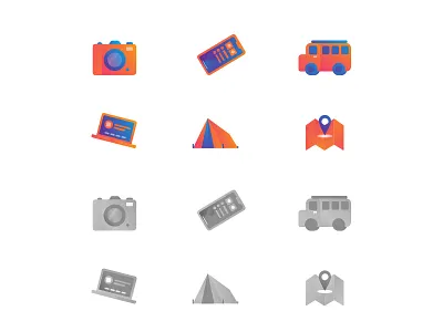 Travelers Icon Pack camp icons illustration orange travel