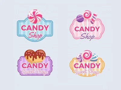 Candy Shop Badges Collection badges birthday candy chocolate logo lollipop party shop store sweet swirl treat