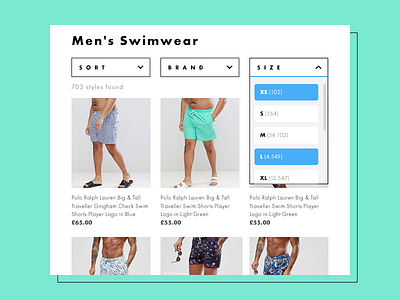 Daily UI 027/100 - Dropdown 027 asos daily challenge dailyui dropdown product grid product tiles refine select swimwear ui ux