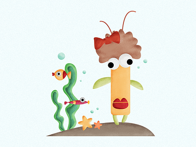 Creature No.2 cartoon fish illustration seaweed