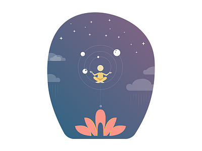 Lotus clouds design flat design graphic illustration illustrator lotus meditation nature planets space yellow