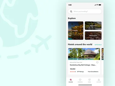 Travel App adventure food hotels ios iphone minimal restaurant travel