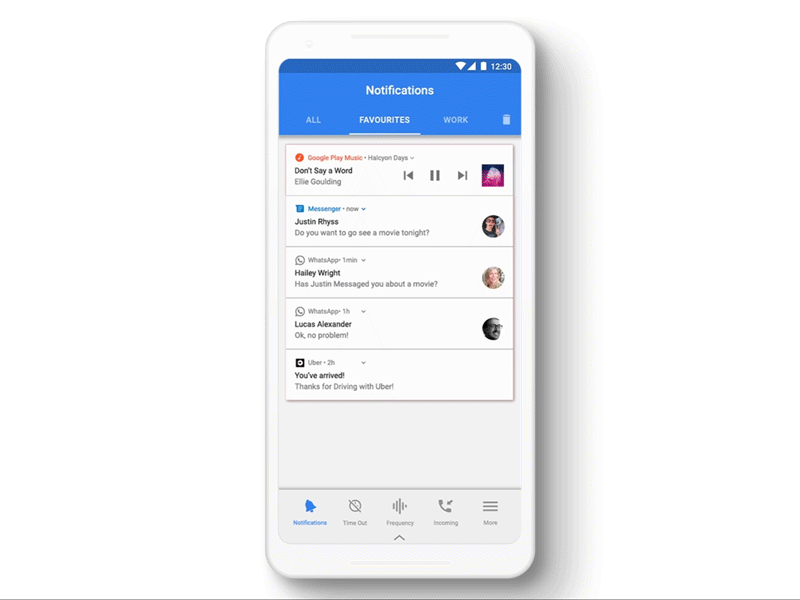 'Look Less' Concept - Control Modes calm technology lock screen push notifications ux