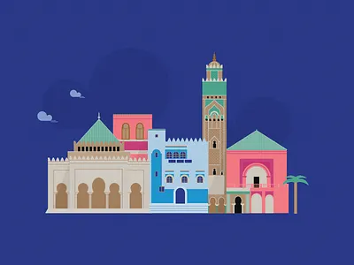 Morocco - Places in the world building colourful design illustration morocco places vector