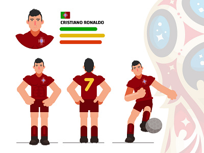 Flat Character | CR7 2018 2d body character design flat illustration soccer worldcup
