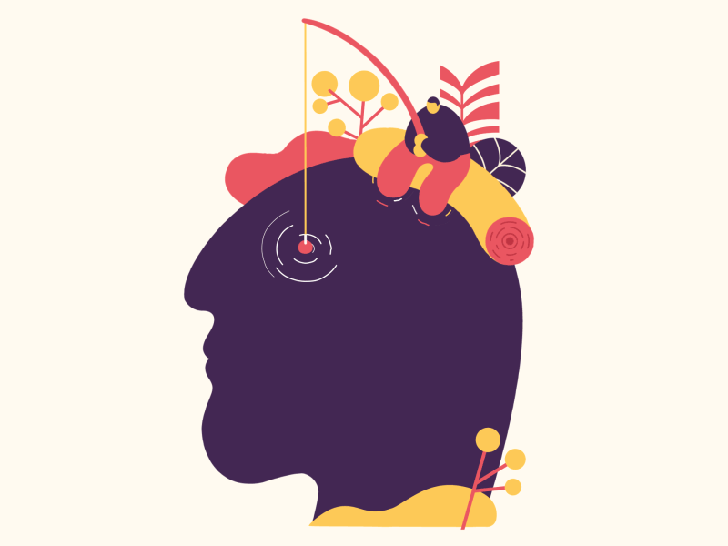 Mental space animation calm design fishing illustration mental mind nature space