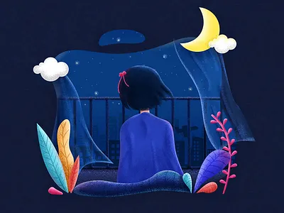 Alone 人物 心情 插画