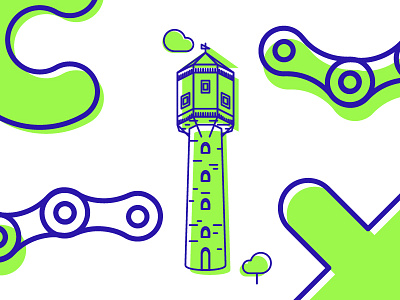 Green and Clean architecture bright candy chain colors contrast design illustration line minimal modern