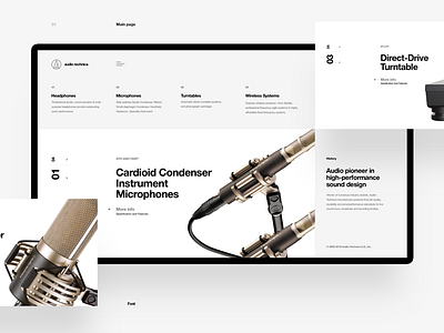 Audio-Technica audio black and white e com headphones microphones minimalism web