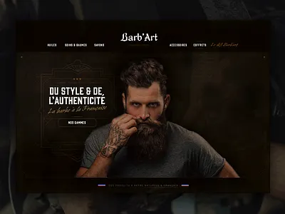 Barb'art barbershop beard black brand branding digital ecommerce eshop experiment identity shadow ui ux webdesign website