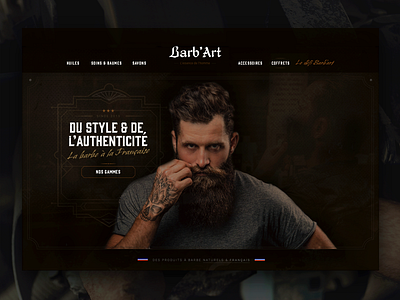 Barb'art barbershop beard black brand branding digital ecommerce eshop experiment identity shadow ui ux webdesign website