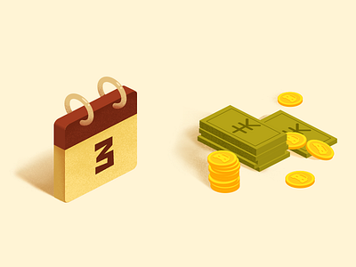 Calendar&Cash 2.5d calendar cash coins illustration