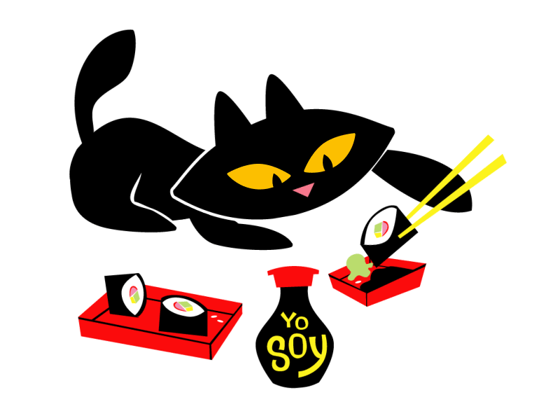 Paul Frank iMessage Stickers after effects animation cat character animation illustrator paul frank sushi