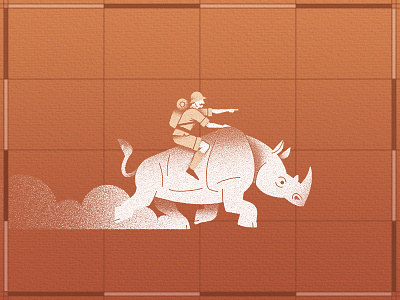 Explorer with Rhinoceros rhino safari vector