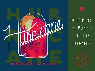 Hurricane Cocktail bar bar art cocktail digital illustration drinks hurricane illustration ingredients list ipad pro marketing procreate typography