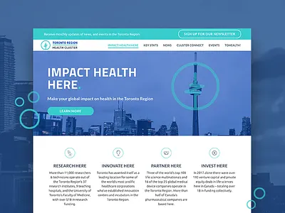 Toronto Region Health Cluster Website healthcare landing page medical product design rebrand sticky nav toronto ui ux website