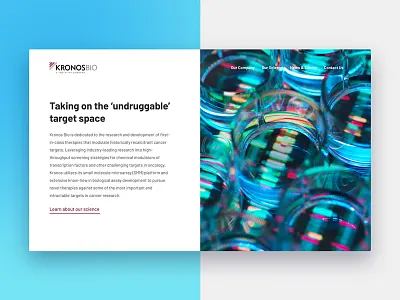 KronosBio biotech healthcare interface medical split ui web website