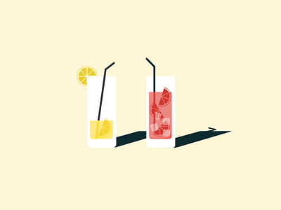 Summertime beach cocktails glasses illustration lemon sea summer vacation