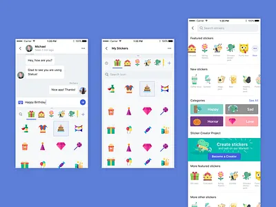 Sticker/Sticker Market Concept app message mobile ui ux