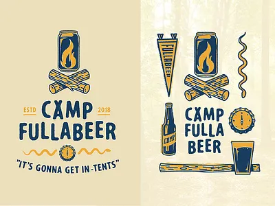 Camp Illustrations beer camp campfire compass icons illustration pennant snake summercamp vintage