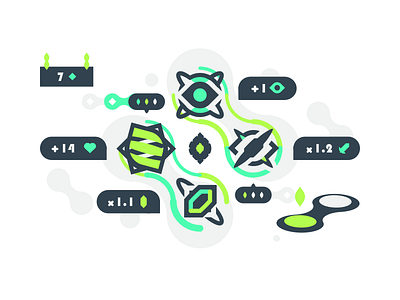 Skill Tree 2d eye game gem icons illustration interface lines minimal skill skill tree ui