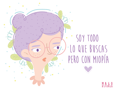 Miopía color girl illustration pastel vector