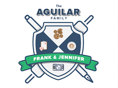 Aguilar Family Crest aguilar camera coat of arms coffee cookies crest designer emblem family medieval nurse rolling pin