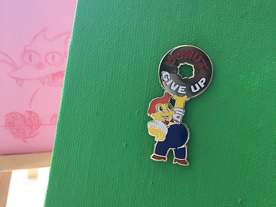 Donut Give Up enamel pin big boy bobs big boy donut give up enamel pin encouragement inspiration lard lad pin badge pin design pint up the simpsons