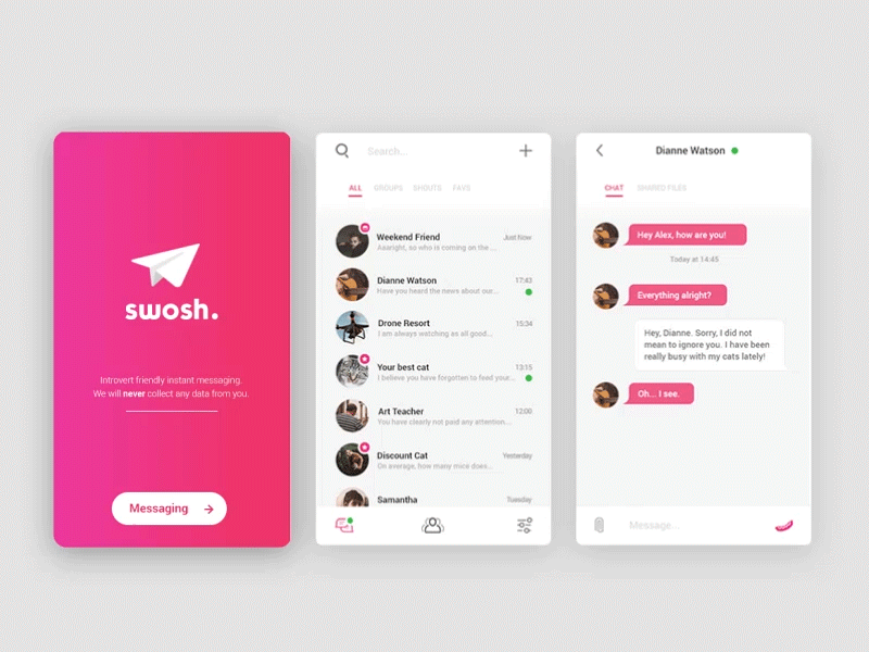 Direct Messaging Application app chat daily dailyui design experience messaging mobile ui uiux user web