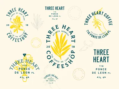 Three Heart Coffee branding cigarette coffee desert heart leaf palm smoke three vintage