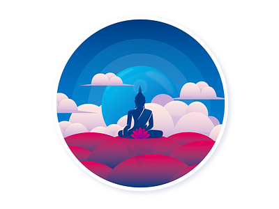 Buddha blue buddha clouds design flower graphic design lotus flower namaste pink religion vector violet