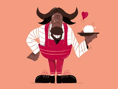 buffalo in love animal art buffalo cartoon character comics food illustrator love vector