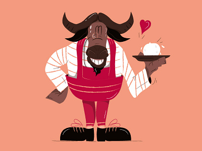 buffalo in love animal art buffalo cartoon character comics food illustrator love vector